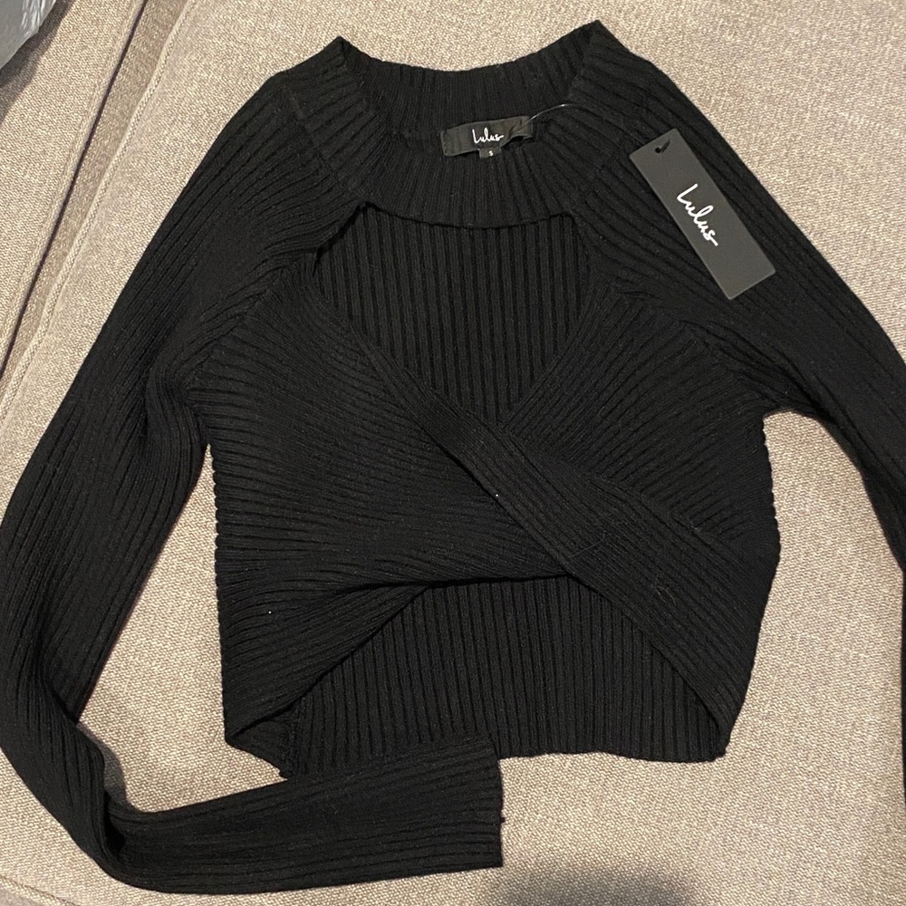 Lulu's Elegant Black Ribbed Sweater